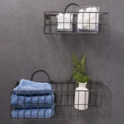 Kirkland's Home Shelves-Gray Wire Wall Baskets, Set Of 2