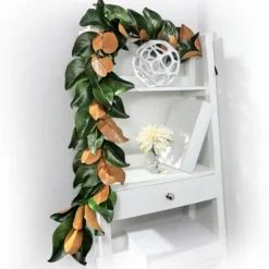 Kirkland's Home Arrangements & Greenery-Green And Orange Magnolia Leaf Garland