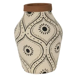 Kirkland's Home Vases-Green And White Floral Terracotta Vase