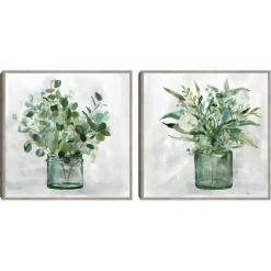 Kirkland's Home Canvas Art-Green Garden 2-Pc. Framed Canvas Art Print Set