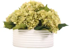 Kirkland's Home Arrangements & Greenery-Green Hydrangea Arrangement In Ribbed Bowl