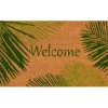 Kirkland's Home Doormats-Green Palm Fronds Welcome Coir Doormat