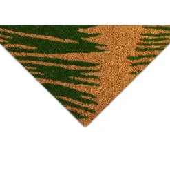 Kirkland's Home Doormats-Green Palm Fronds Welcome Coir Doormat