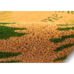 Kirkland's Home Doormats-Green Palm Fronds Welcome Coir Doormat