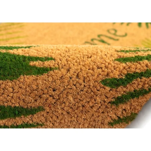Kirkland's Home Doormats-Green Palm Fronds Welcome Coir Doormat