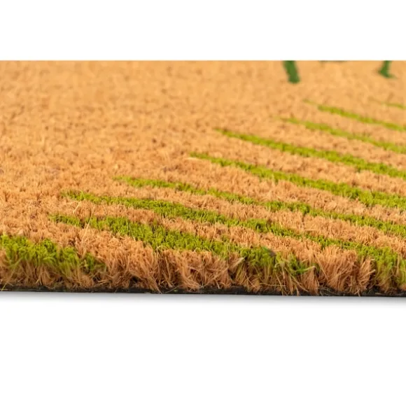 Kirkland's Home Doormats-Green Palm Fronds Welcome Coir Doormat