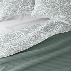 Kirkland's Home Quilts-Green Scalloped Reversible 3-Pc. Queen Quilt Set