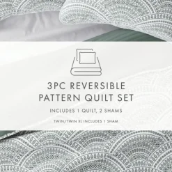Kirkland's Home Quilts-Green Scalloped Reversible 2-Pc. Twin Quilt Set