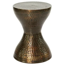 Kirkland's Home Accent & End Tables-Hammered Bronze Iron Hourglass Accent Table