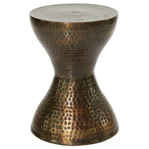 Kirkland's Home Accent & End Tables-Hammered Bronze Iron Hourglass Accent Table