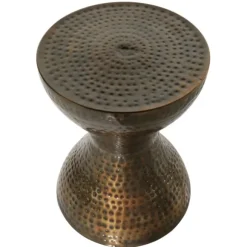 Kirkland's Home Accent & End Tables-Hammered Bronze Iron Hourglass Accent Table