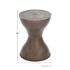 Kirkland's Home Accent & End Tables-Hammered Bronze Iron Hourglass Accent Table