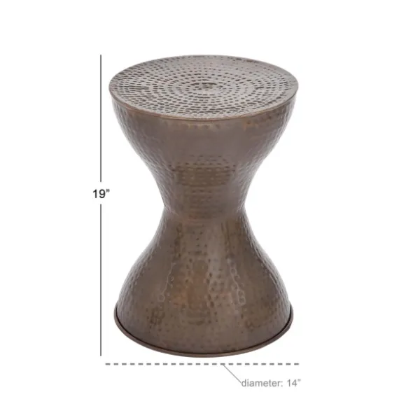 Kirkland's Home Accent & End Tables-Hammered Bronze Iron Hourglass Accent Table