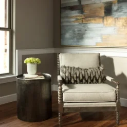 Kirkland's Home Accent & End Tables-Hammered Pewter Barrel Accent Table