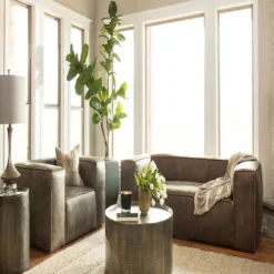 Kirkland's Home Accent & End Tables-Hammered Pewter Barrel Accent Table