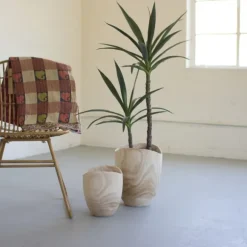 Kirkland's Home Vases-Hand Carved Wooden Urns, Set Of 2