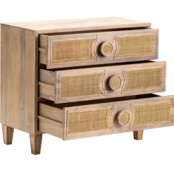 Kirkland's Home Dressers & Chests-Hand Woven Cane 3-Drawer Wood Chest