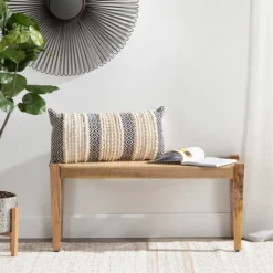 Kirkland's Home Entryway Furniture-Handwoven Rattan Cane And Mango Wood Bench