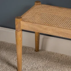 Kirkland's Home Entryway Furniture-Handwoven Rattan Cane And Mango Wood Bench