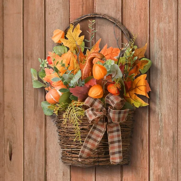 Kirkland's Home Arrangements & Greenery-Harvest Arrangement In Woven Wall Basket
