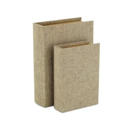 Kirkland's Home Baskets & Boxes-Heathered Beige Linen Book Boxes, Set Of 2
