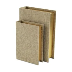 Kirkland's Home Baskets & Boxes-Heathered Beige Linen Book Boxes, Set Of 2
