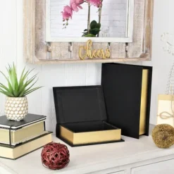 Kirkland's Home Baskets & Boxes-Heathered Linen Book Boxes, Set Of 2