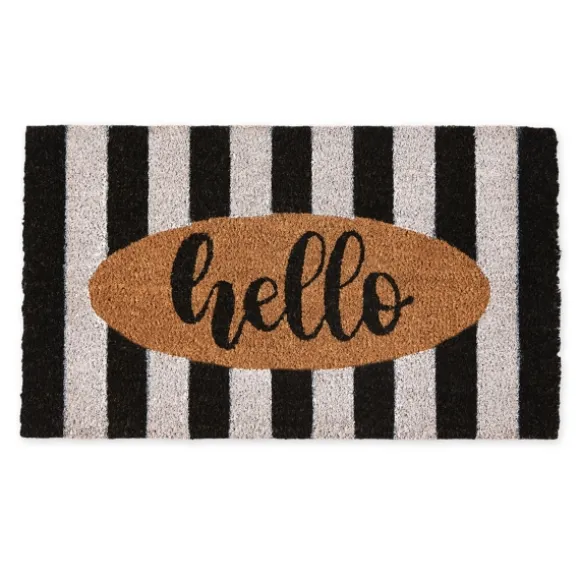 Kirkland's Home Doormats-Hello Cabana Stripe Coir Doormat