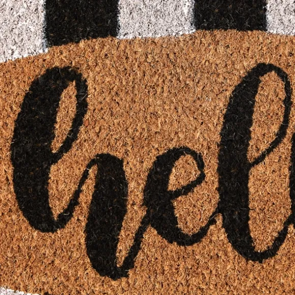 Kirkland's Home Doormats-Hello Cabana Stripe Coir Doormat