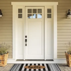 Kirkland's Home Doormats-Hello Cabana Stripe Coir Doormat