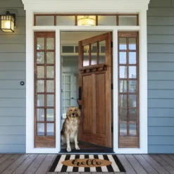 Kirkland's Home Doormats-Hello Cabana Stripe Coir Doormat