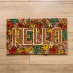 Kirkland's Home Doormats-Hello Floral Coir Doormat