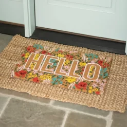 Kirkland's Home Doormats-Hello Floral Coir Doormat