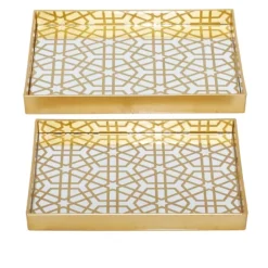 Kirkland's Home Decorative Trays-Hexagon Large Print 2-Pc. Tray Set