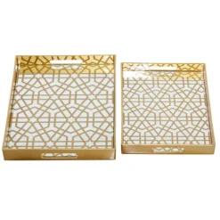 Kirkland's Home Decorative Trays-Hexagon Large Print 2-Pc. Tray Set