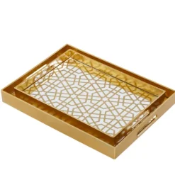 Kirkland's Home Decorative Trays-Hexagon Large Print 2-Pc. Tray Set