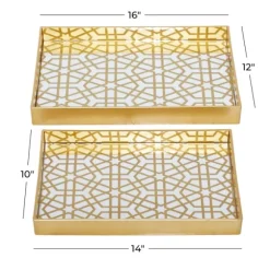 Kirkland's Home Decorative Trays-Hexagon Large Print 2-Pc. Tray Set