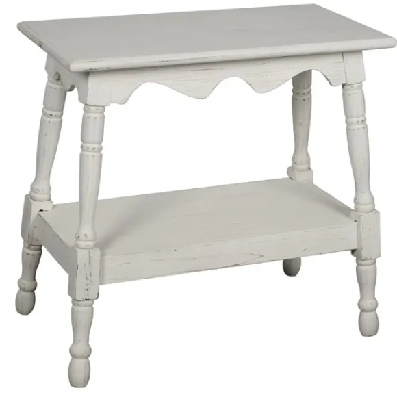 Kirkland's Home Accent & End Tables-Hollie Cream Slant Leg Scallop Edge Side Table
