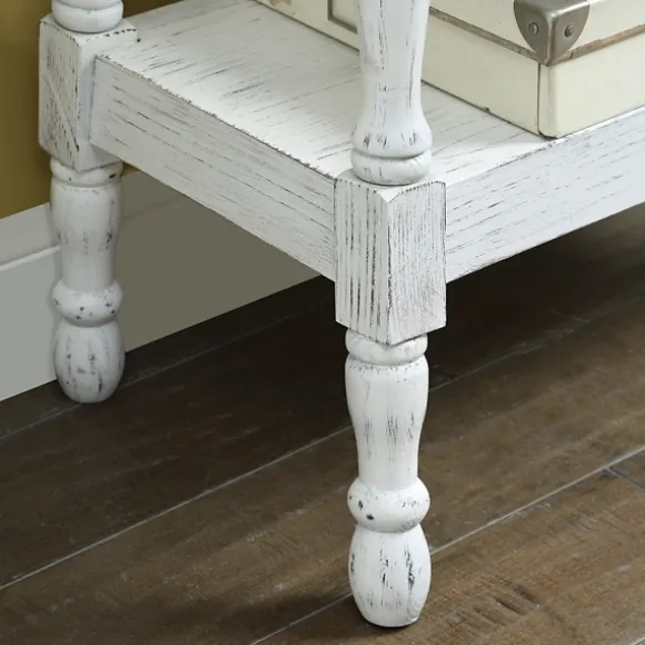 Kirkland's Home Accent & End Tables-Hollie Cream Slant Leg Scallop Edge Side Table