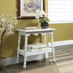 Kirkland's Home Accent & End Tables-Hollie Cream Slant Leg Scallop Edge Side Table
