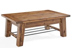 Kirkland's Home Coffee Tables-Honey Acacia Wood Coffee Table With Metal Bars
