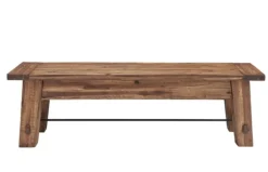 Kirkland's Home Dining Chairs-Honey Acacia Wood Rustic Metal Rod Dining Bench