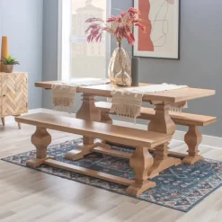 Kirkland's Home Dining Tables-Honey Brown Wood Double Pedestal Dining Table