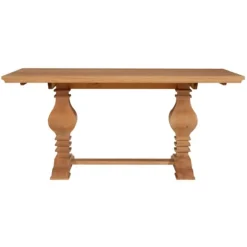 Kirkland's Home Dining Tables-Honey Brown Wood Double Pedestal Dining Table