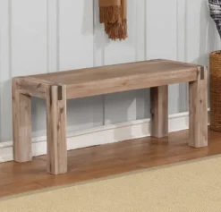 Kirkland's Home Benches & Ottomans-Honey Brushed Acacia Wood Rustic Bench