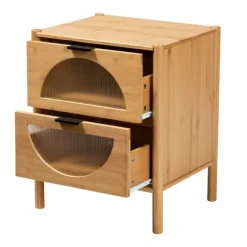 Kirkland's Home Nightstands-Honey Crescent Window 2-Drawer Nightstand
