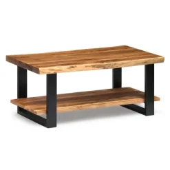 Kirkland's Home Coffee Tables-Honey Live Edge 3-Pc. Coffee And Accent Table Set