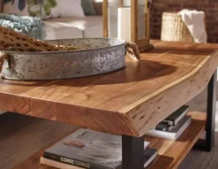 Kirkland's Home Coffee Tables-Honey Live Edge 3-Pc. Coffee And Accent Table Set