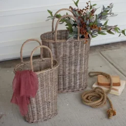 Kirkland's Home Baskets & Boxes-Honey Wicker Tall Oval Baskets, Set Of 2