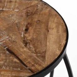 Kirkland's Home Accent & End Tables-Honey Wood And Black Metal Accent Tables, Set Of 2